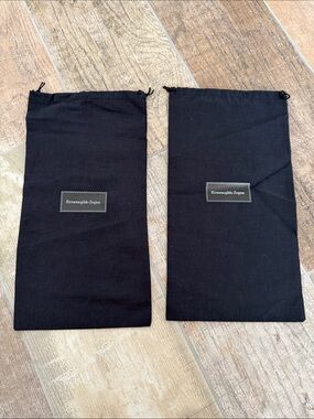 Ermenegildo Zegna Black Fabric Drawstring Pouch Dust Bag Set of 2